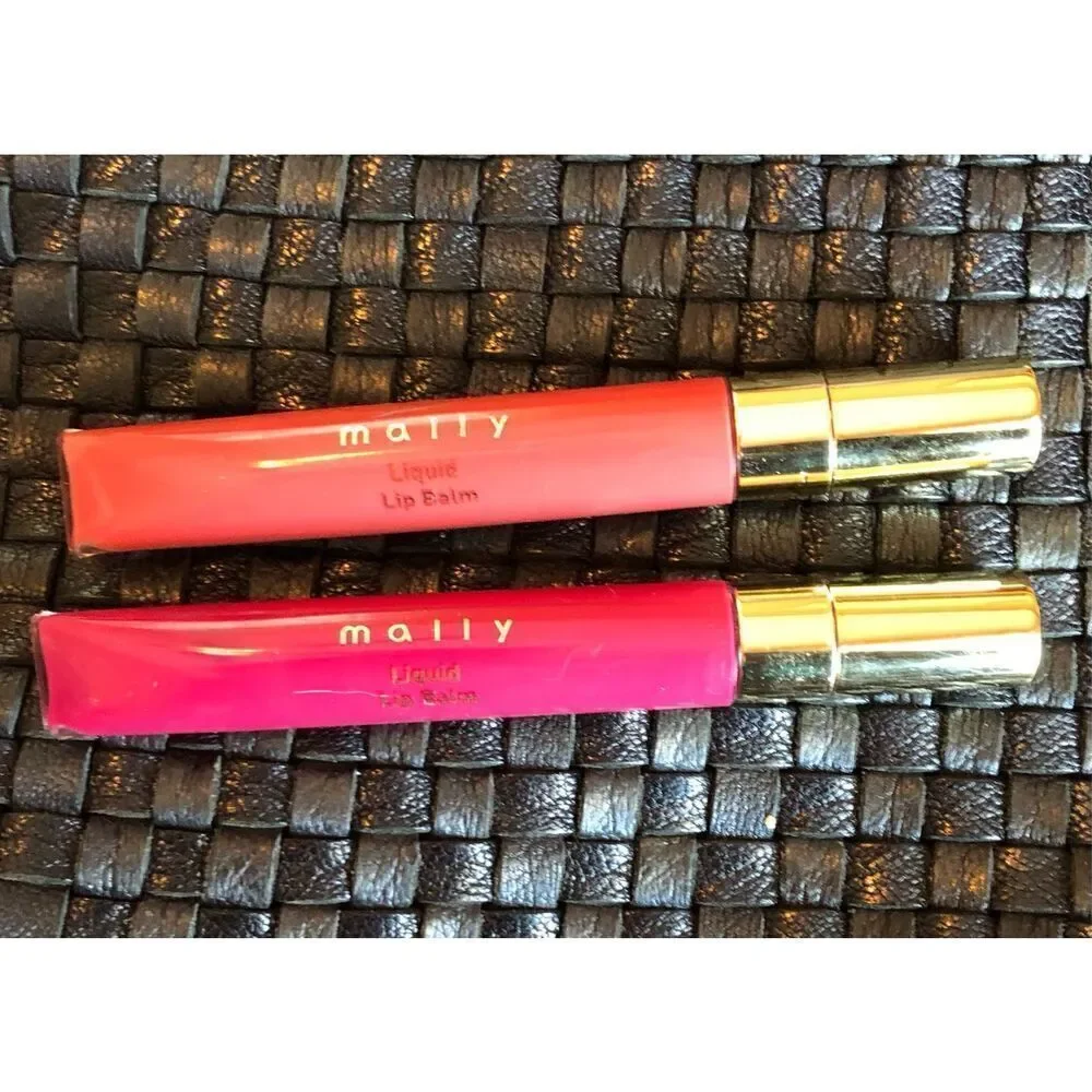 MALLY - NWT High Shine Liquid Lip Balm Duo in Peach & Hot Pink/2 Full-Size Tubes